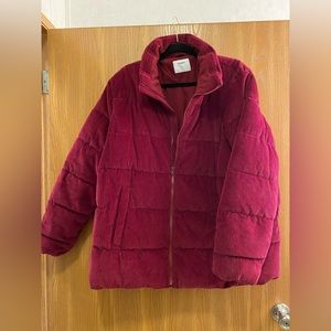 Old Navy maroon corduroy puffer coat